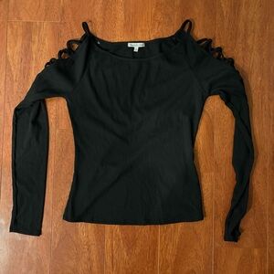 Charlotte Russe Black Fitted Cut Out Long Sleeve